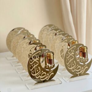 Présentoir Parfum Ramadan – Croissant Doré Calligraphié